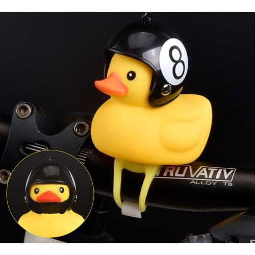 Hot Selling Bike Handlebar Yellow Duck Head Light Bicycle Bell with Light Cycling Equipment Ring Bell Broken Wind Small Duck