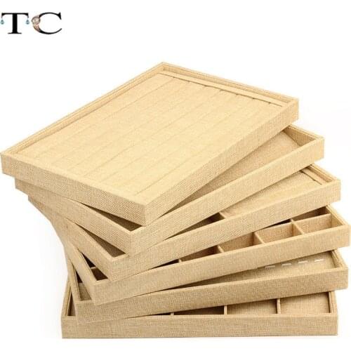 Linen Jewelry Trays Series Necklace Display Holder Ring Earring Tray Showcase Pendant Organizer Jewellry Display Holder