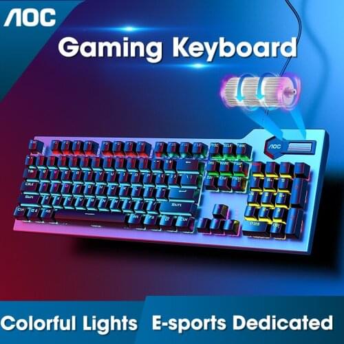 Mechanical Keyboard Black Blue Switch USB Wired Gaming Keyboards Rainbow RGB Backlight Computer Keyboard for Tablet Desktop Game