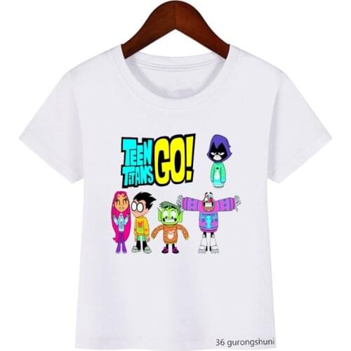 Fashion teen titans go cartoon tshirt print kids clothing toddler boys tops t shirt kids summer boys t-shirts baby girls clothes