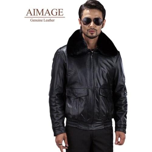 Motorcycle 100% Natural Cowhide Leather middle-aged winter fur pilot leather jacket men militaly air force flight jacket XL-5XL