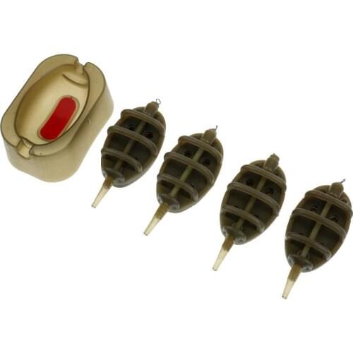 Fishing Method Feeders Set 15g 20g 25g 35g Carp Fishing Bait Cage - 4 Feeders with Mould