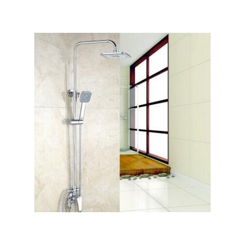Brass wall mounted shower faucet set, Bathroom rainfall shower faucet mixer tap, L type stainless steel tube and ABS shower head