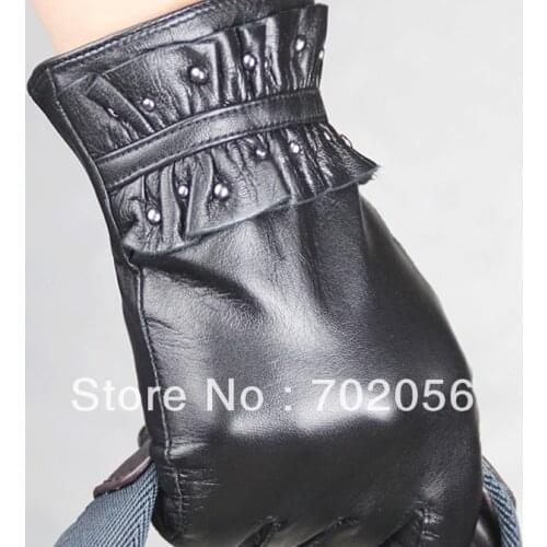 Charming Five Finger Leather gloves leather gloves Lambskin GLOVE 12pair/lot #3148