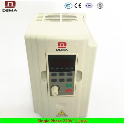 DEMA 220V Single Phase 1.5KW VFD Frequency Converter 50hz 60hz CNC Solar Water Pump Motor Variable Frequency Drive Inverter