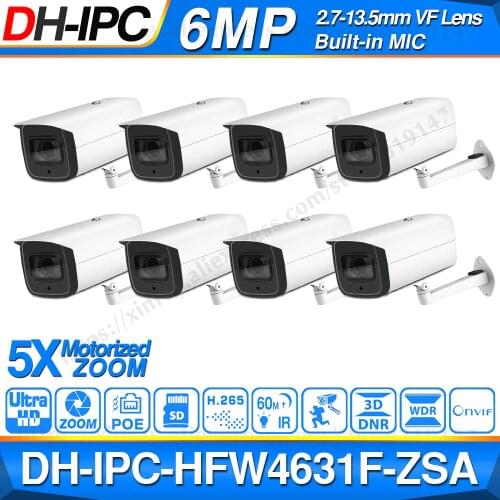 Wholesale DH IPC-HFW4631F-ZSA 6MP Network IP Camera 2.7-13.5mm VF Lens 60m IR Micro SD Card Slot Built-in MIC IP67 IK10 8pcs/lot