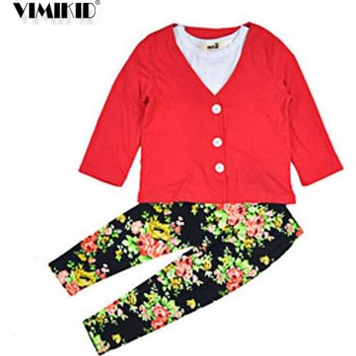 Autumn Girls Fashion Clothes Set Girl Jacket Shirt Flower Pants Girls 3 Piece Clothing Set Kids Clothes Retail K1