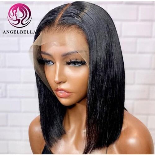 Short Bob Wigs 13x4 Straight Lace Frontal Human Hair Wigs for Black Women Pre Plucked Remy Brazilian Glueless 4x4 Bob Wig