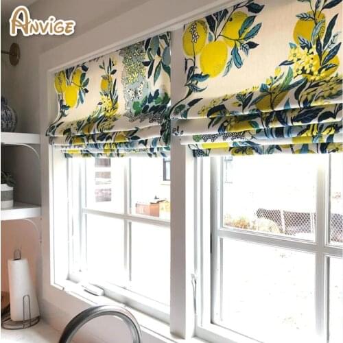 Pastoral 100+ Colors Full Blackout/Light Filter Roman Shades ,Easy Install Washable Curtains ,Customized Window Curtain Drape