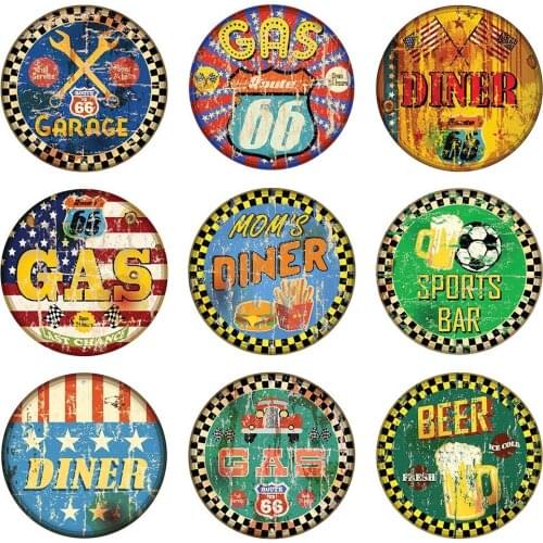 Beer Dinner Retro Metal Tin Signs Plate Garage Gas Shabby Chic Metal Poster Bar Pub Club Home Plaque Wall Decor 30x30cm