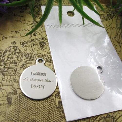 10pcs--"I Workout Its Cheaper Than Therapy"stainless steel charms 5 styles for choosing DIY Charms for necklace bracelets