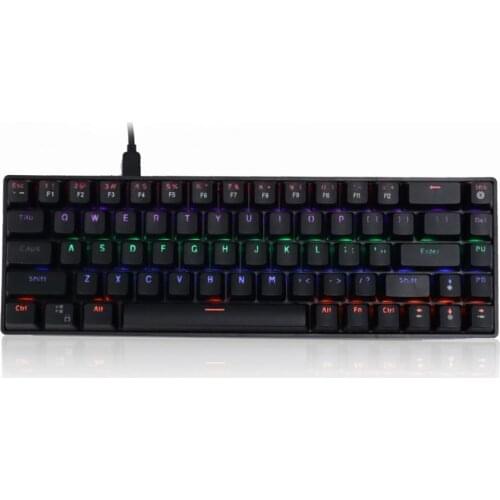 68 Keys Wired Mechanical Keyboard Blue Axle Mixed Backlight Waterproof Type-C Mini Wired Keyboard for Computer