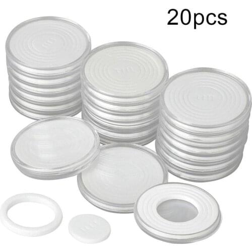 Clear 20Pcs 46mm Plastic Coin Holder Capsule Protector Display Boxes Case Collection Storage Box Home Decor Coins Protection