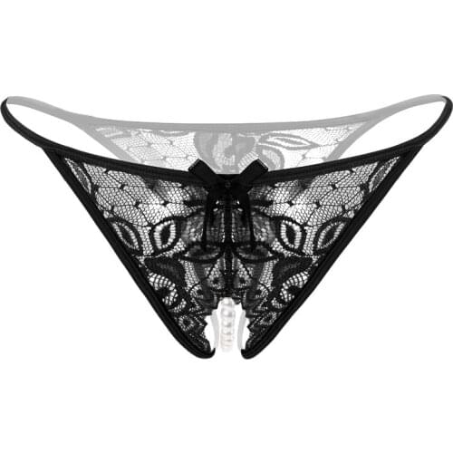 Plus Size Womens Sexy Thongs Crotchless Underwear Female Erotic Lingerie G Strings Sexy Lace Transparent Panties For Sex M-XL