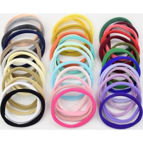 Children nylon non-mark elastic hair belt elastic band hair ring infant head cover baby DIY hair ornament solid color headband