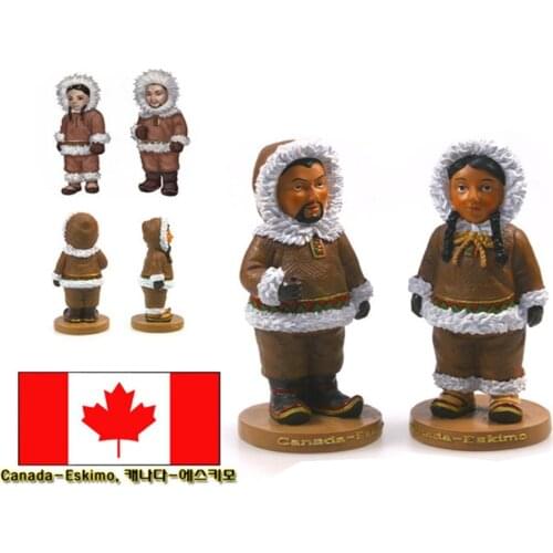 Hand-painted Canana Eskimo National Costumes A Pair Of Doll Statue Resin Crafts Tourism Souvenir Gifts Collection Home Decor