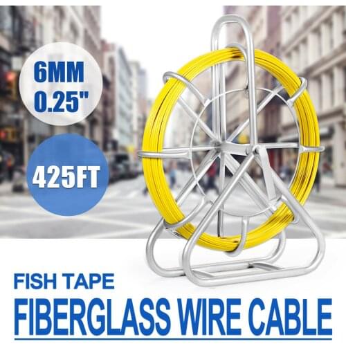 Fish Tape Fiberglass Wire Cable 130m Running Rod Duct Rodder Fishtape Puller 6mm