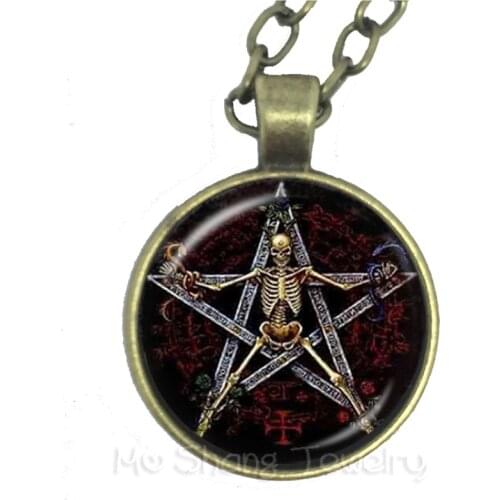 Satanic Baphomet Pentagram Necklace Gothic Satanism Evil Occult Pentacle Jewelry Pagan Charm Gift For Friends