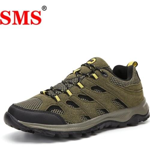 SMS Men Shoes Outdoor Hiking Shoes Men Hard-wearing Non-slip Climb Mountain Boots Breathable Light Travel Trekking Shoes