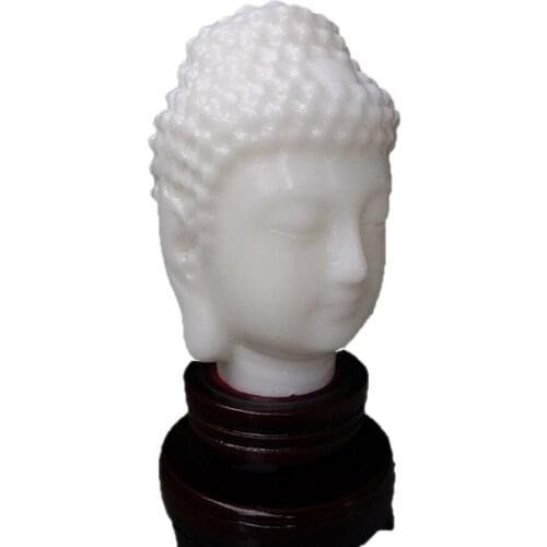 Natural Alabaste Buddha Head Figurine Hand Carved Quartz Crystal Sakyamuni Figurine Feng Shui Crafts Healing Crystal Home Decora