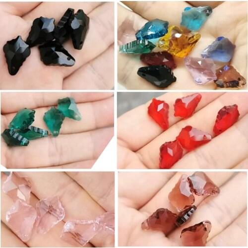 Leaves Glass Beads 11X16MM Transparent Crystal Loose Spacers Beads For Handmade Bracelet Necklace DIY Jewelry Making Supplier
