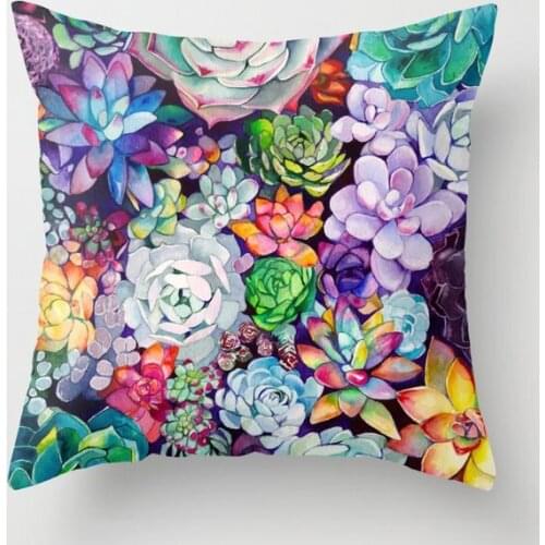 Succulent Garden Decorative Pillowcases Cotton Linen Throw Pillow Case Home Sofa Decor Pillowcase