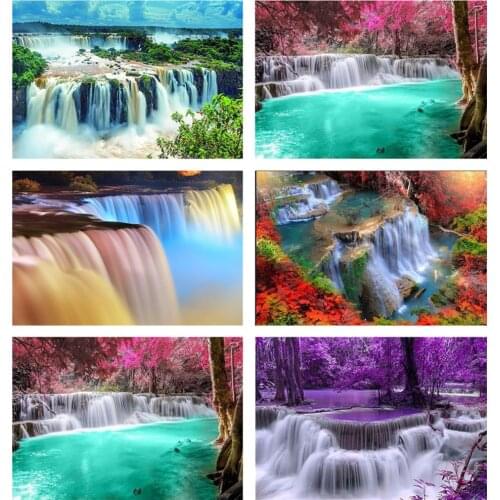 Diamant Mozaïek Kruissteek Landschap Volledige Vierkante Boor Muur Decor Strass Diamant Borduurwerk Waterval 5D Handgemaakte