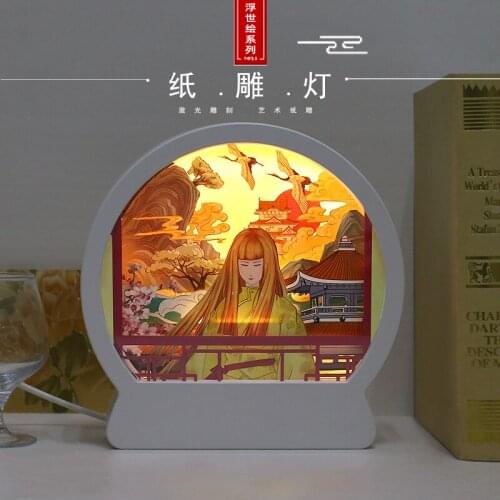 Japanese ukiyo light and shadow paper carving lamp night lamp decorative ornament desk lamp creative gift customization