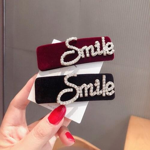 Fashion cute rhinestone Hair Barrette Hair Clip Hairpin Girls velvet autumn winter Hair Accessories Women Headdress Wholesale