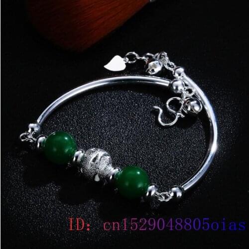 Green Jade Beads Bracelet Women 925 Silver Jewelry Chalcedony Fashion Amulet Gemstone Gifts Zircon Charm Crystal Natural