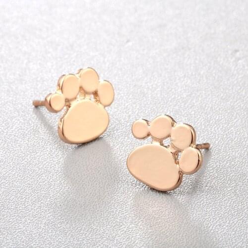 Kinitial Cute Cat Dog Paw Print Stud Earrings for Women Girls Minimalist Paw Heart Earings Statement Jewelry Animal Gifts