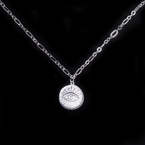 Fashion eye Women girl Necklace environmental protection colorless stainless steel pendant Female Streetwear Chain Necklace