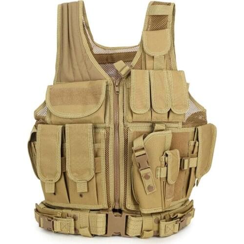 2021 Mens Outdoor Tactics Multi-Pocket Vest Multi-Functional Breathable Training Vest Mesh Military Fan Vest