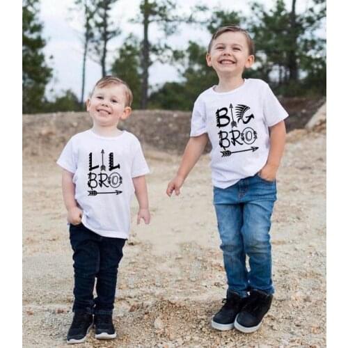 1pcsChildren Best Friend T-shirt Big Bro Lil Bro Matching Outfit Boy Tops Funny Kids Letter Printed T Shirts Brothers Outfits