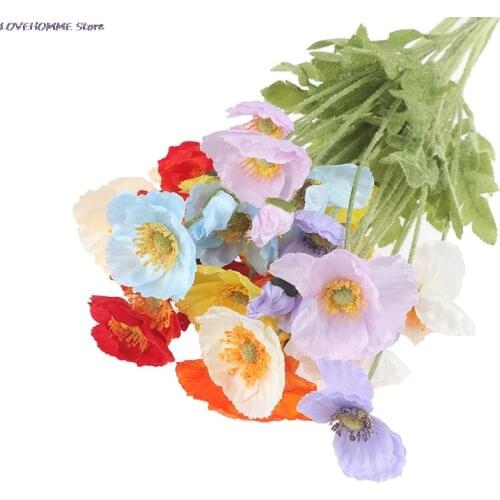1pcs simulation flowers 4 prongs poppies wedding shooting props fake flowers home decoration silk flowers artificial plants