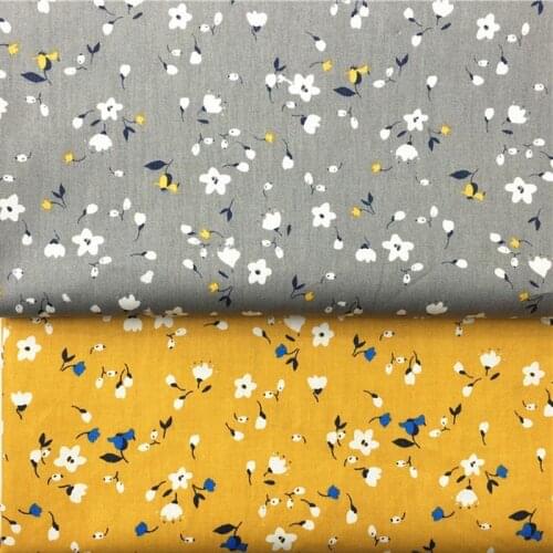 100% cotton twill textle pink mustard small white floral flower fabrics for DIY bedding apparel dress patchwork handwork decor
