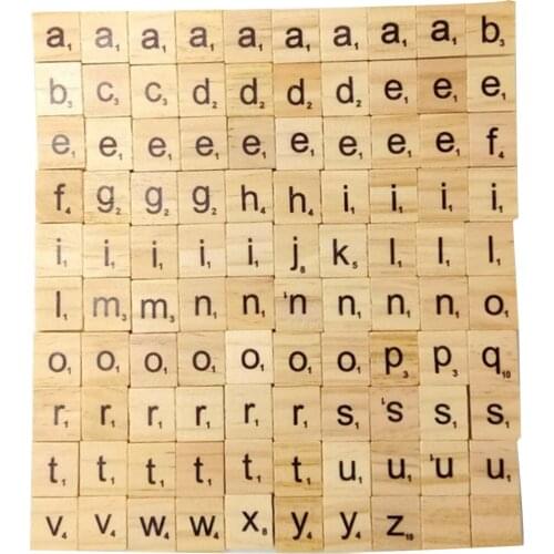 100Pcs Alphabet Tile Complete Wooden Number Scrapbooking Handcraft Word Name Tage Letter Set #734