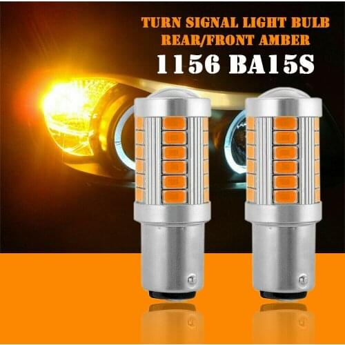 1156 LED Light Bulbs 2pcs 52 X 19mm Amber DC 12V High Power LED Hot Sale
