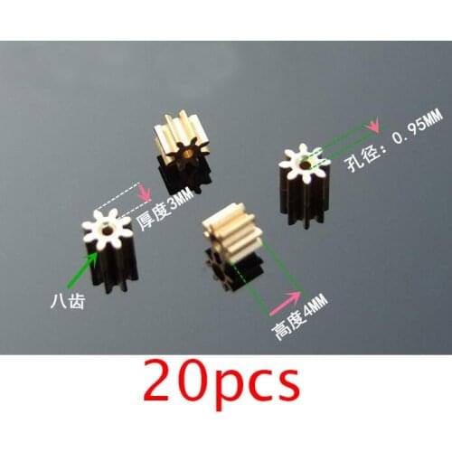 20PCS 8T 0.4M Metal Pinions 81A Pinion 1mm Motor Shaft Brass Gears Spare Parts For DIY Car/Airplane/Boat Model