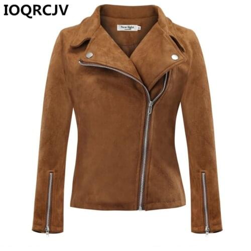2020 Autumn Winter Elegant Zipper Basic Suede Jacket Coat Motorcycle Jacket Women Outwear Slim Short Winter Jacket S-5XL R500