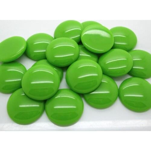30Pcs 22mm Resin Green Round Decoration Crafts Beads Flatback Cabochon Scrapbook DIY Embellishments Accessories Buttons