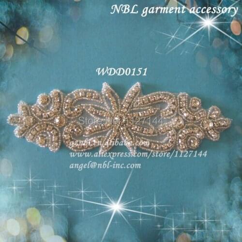 30 PIECES) Bridal beaded rhinestone sash applique for wedding evening dress iron on WDD0151