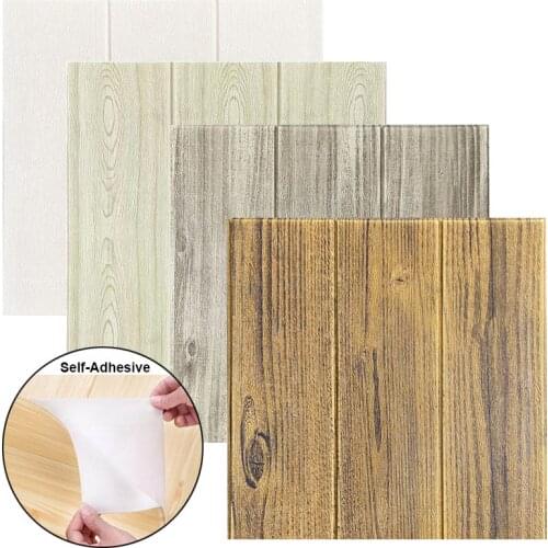3D Wood Grain Foam Wall Stickers Self-adhesive Wallpaper for DIY Kids Living Room Background Home Decoration Wall Sticker Decals