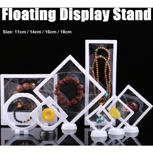 3D Floating Picture Frame Shadow Box Jewelry Display Stand Ring Pendant Holder Protect Jewellery Stone Presentation Case