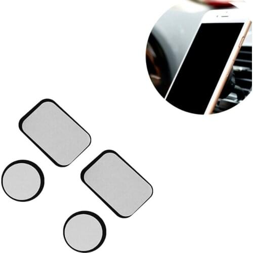 4x Replace Metal Rectangular Round Plate Sticker For Magnetic Mount Phone Holder