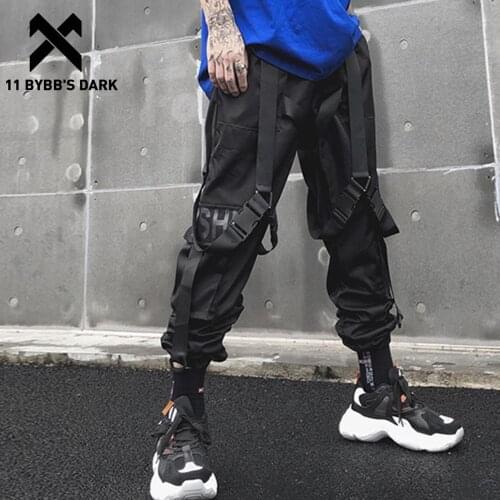 11 BYBBS DARK Multi Pockets Letter Print Ribbon Cargo Pants Streetwear Casual Harajuku Sweatpants Hip Hop Joggers Men Trousers