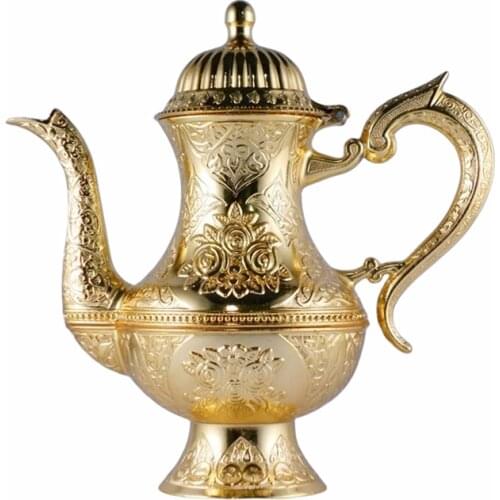 High Zinc Casting Tea Coffee Pot Gold Color Silver Turkish Teapots Arabic Tea Pot Tea Set Traditional