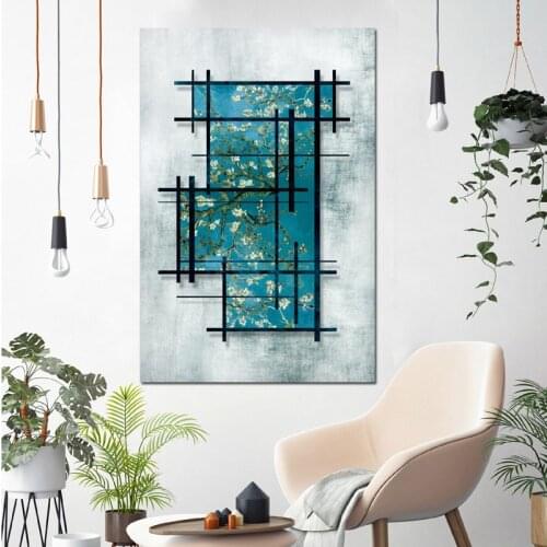 Blossoming Almond Tree Van Gogh Reproduction Oil Painting on Canvas Poster Print Wall Picture for Living Room Cafe cDecor