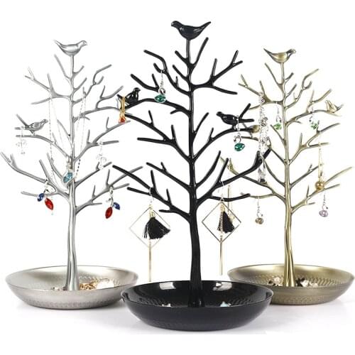 Alloy Jewelry Tree Display Stand Holder Organizer Tower for Earring Necklace Ring Women Jewelry Stand Creative Necklace Display