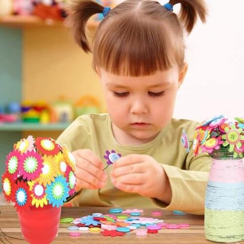Kids Arts and Crafts toys Flower Craft sets Flower Bouquet with Buttons puzzle Educational Toy for children DIY Activity Gifts